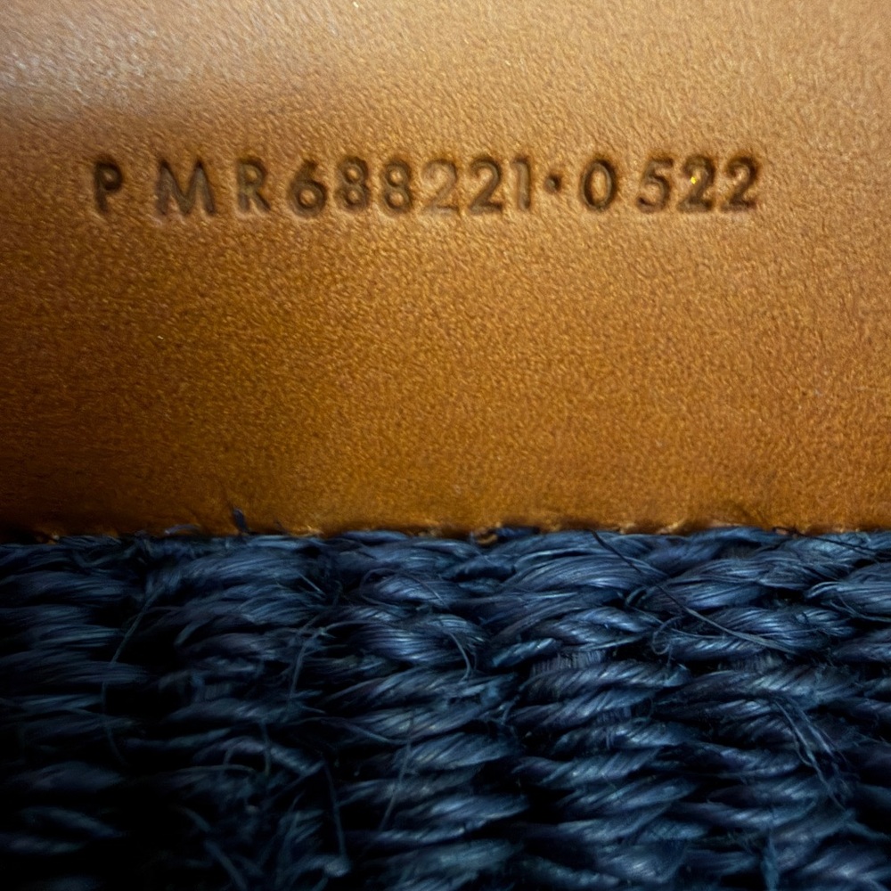 Yves Saint Laurent Navy Woven Tote with Tan Leather Straps and Gold YSL Logo - Picture 4 of 5